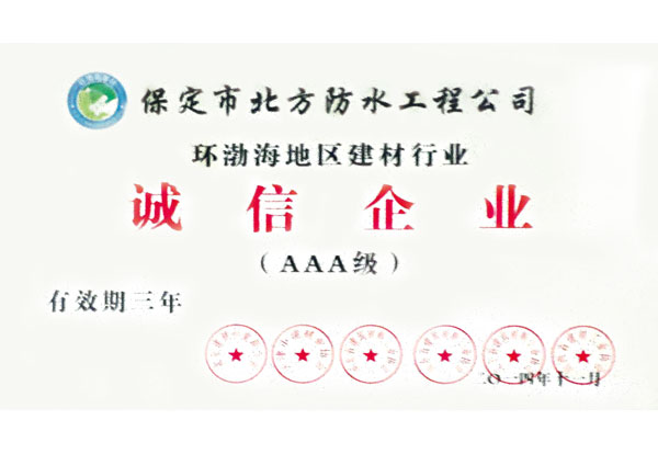 環(huán)渤海地區(qū)防水行業(yè)誠(chéng)信企業(yè)